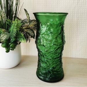 Vintage Mid Century Modern Emerald Green Bubble Vase